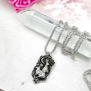 Silver Moon And The Hare Celtic Necklace